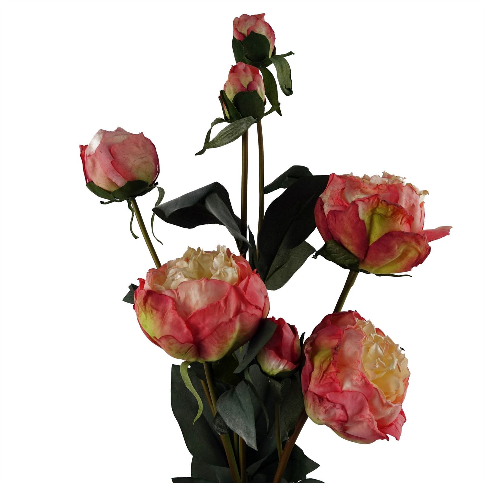 6 X 55cm Pink Peony Artificial Flower Stems 24 Flowers 18 Buds