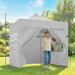 3 X 3 M Heavy Duty Pop Up Gazebo With Sides, Upf50+ Marquee Gazebo | Silver Grey