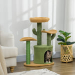 Multi Level Cat Tree W/ Scratching Post, Cat House, Bed - Green