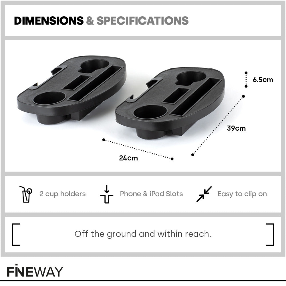 Fineway 2 Pack Chair Side Table Tray Drink Phone Tablet Holder