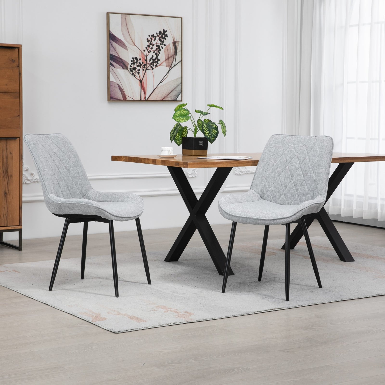 Set Of 2 Bovino Fabric Dining Chairs