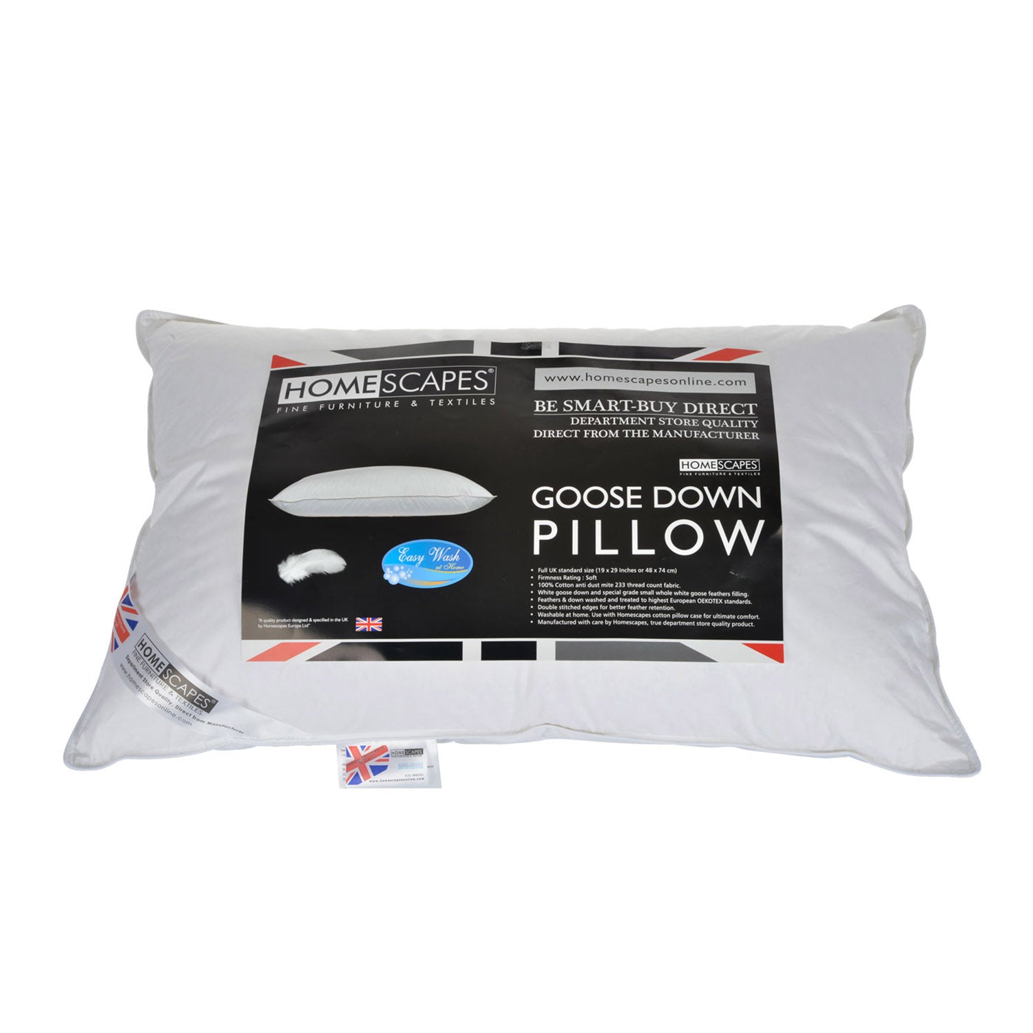 Goose Down Pillow With 100% Cotton Case