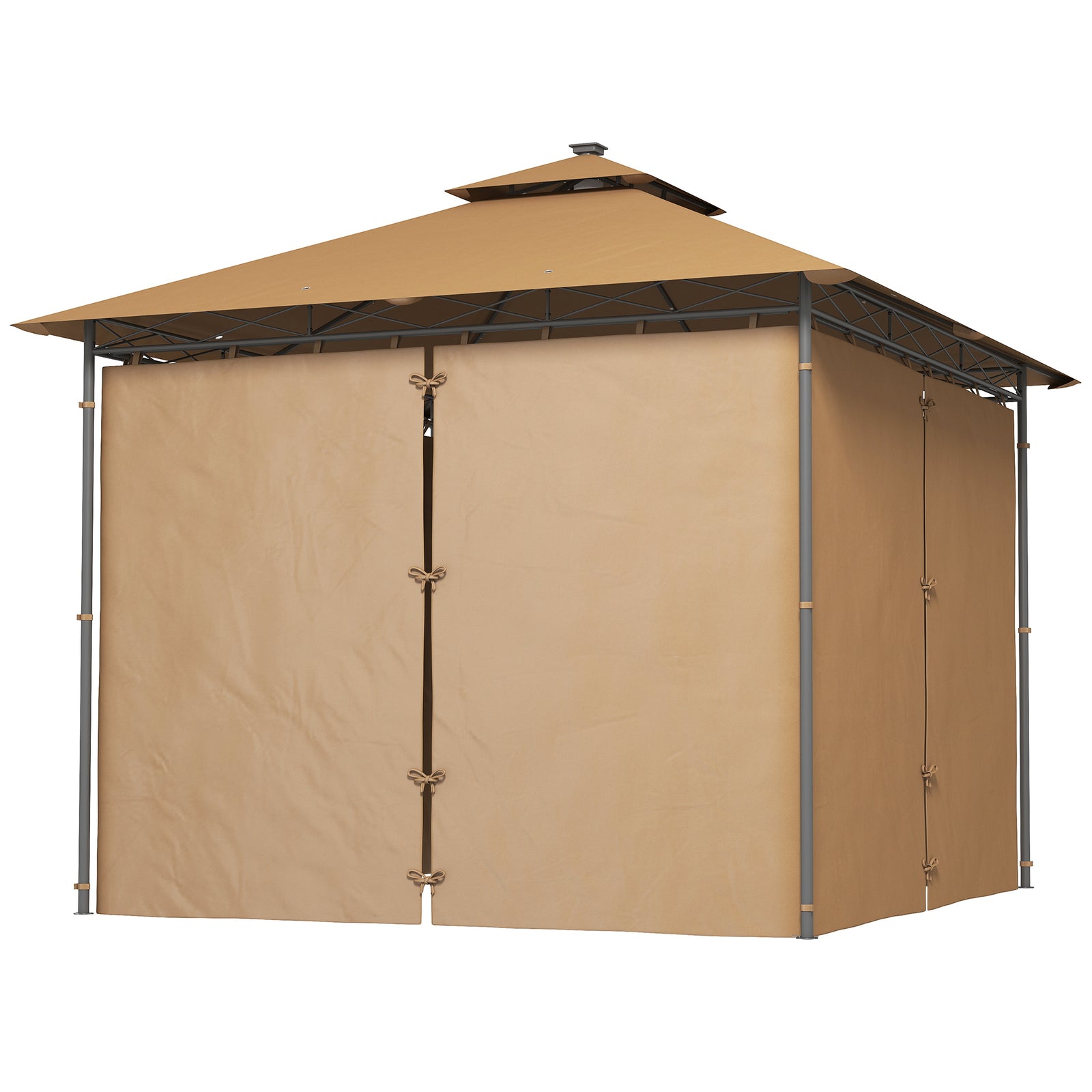 3x3m Garden Gazebo, Double Roof | Brown