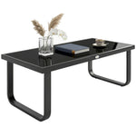 Garden Coffee Table Outdoor Side Table With Glass Top | Large | Black