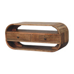 Solid Wood 2 Drawer Curved Edge Media Unit