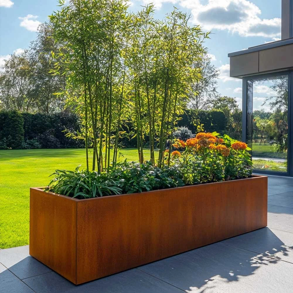 Corten Steel Trough Planter - Pre-rusted | 150cm x 50cm x 50cm | Brown