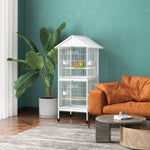 Metal Bird Cage Feeder, For Small And Medium Bird - White