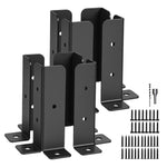 8pcs Fence Post Base Brackets With Screws Metal Rustproof Support Kit | Black