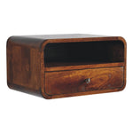 Solid Wood Large Chestnut Curve Upper Slot Floating Bedside