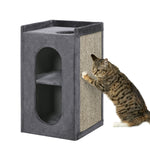 81cm Cat Scratching Barrel With Two Cat Houses For Indoor Cats - Grey