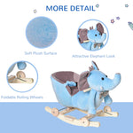 2-in-1 Baby Rocking Horse Ride On Elephant W/ Wheels Music | Blue