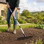 Stainless Steel Garden Tooth Rake – Adjustable Handle Length | Large