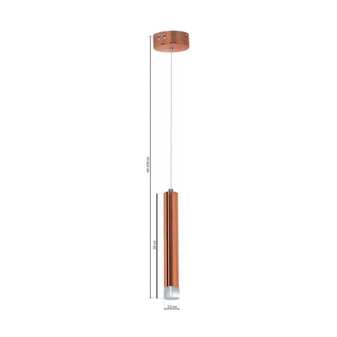Copper Designer 5w Led Pendant Copper / Rose Gold Industrial Chic Cylindrical Shape