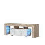 Floe Tv Unit 130cm With Led Lights | Natural Oak