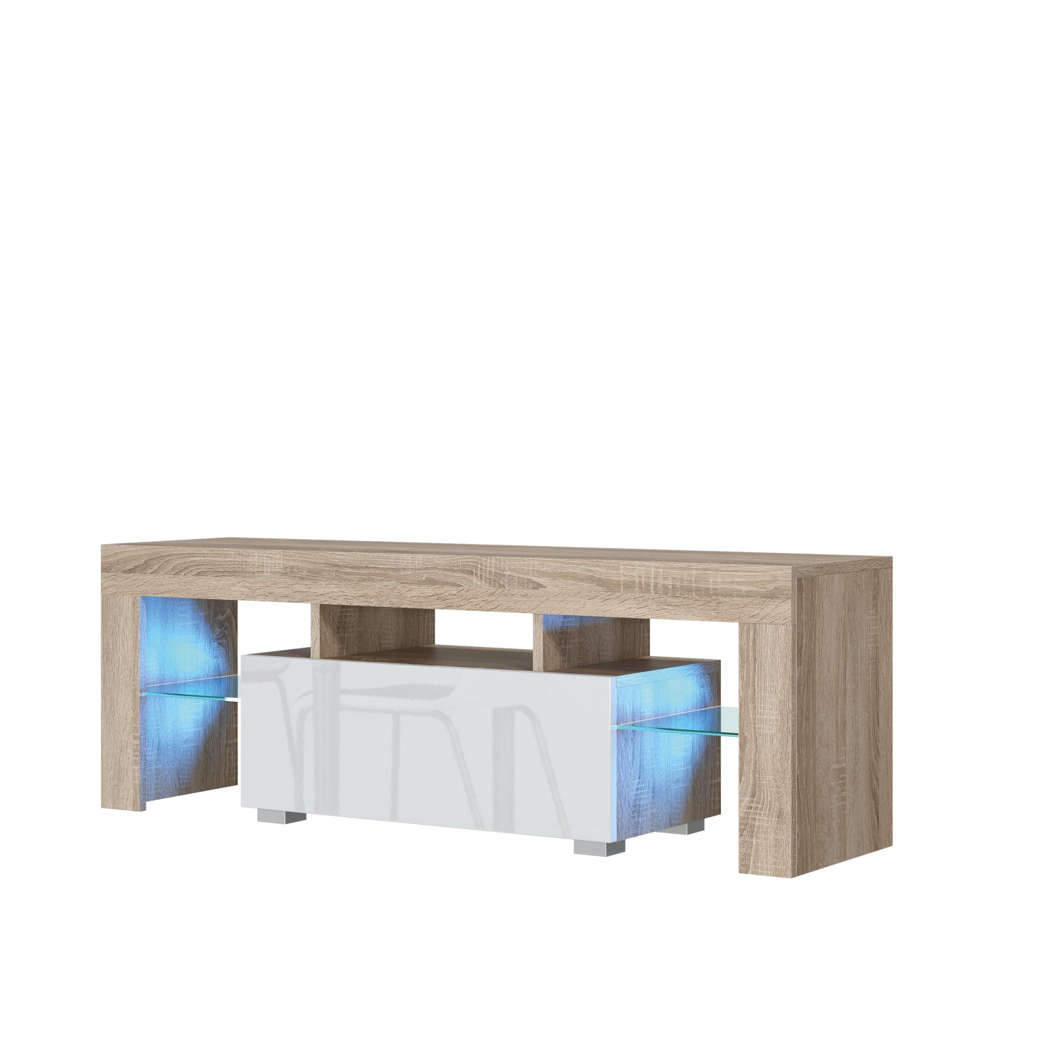 Floe Tv Unit 130cm With Led Lights | Natural Oak