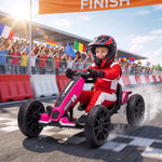 Electric Go Kart For Kids With Dual Motors, Adjustable Seat | Pink