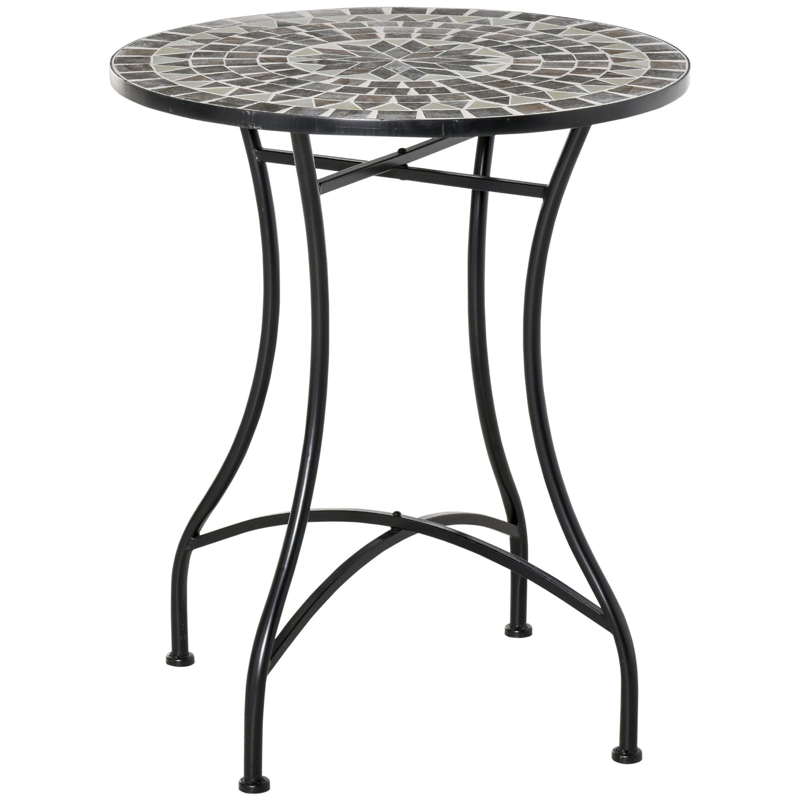 60cm Round Mosaic Side Table -grey