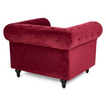 Button Tufted Velvet Living Room Armchair | Red