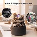 Spector Tabletop Water Fountain With Rotating Glass Ball  Resin Grey Brown