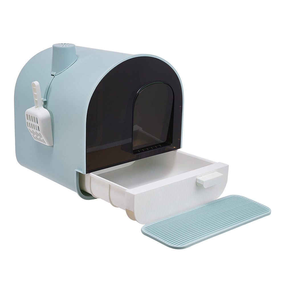 Enclosed Cat Litter Box With Activated Carbon Odor Control Includes Litter Mat & Scoop