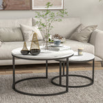 Stacking Coffee Tables Set, Marble Effect | White