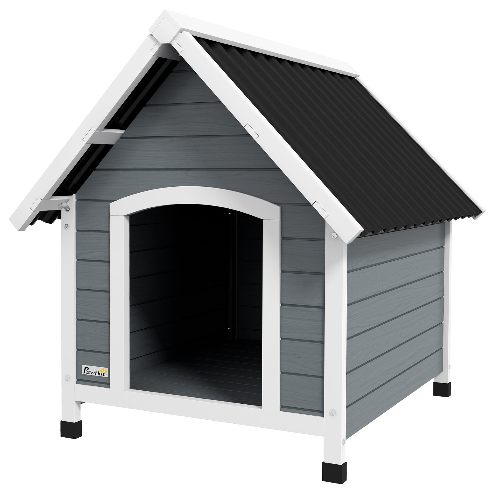 Dog Kennel Outdoor Dog House W/ Removable Floor, For Medium And Large Dogs - Grey | Gray