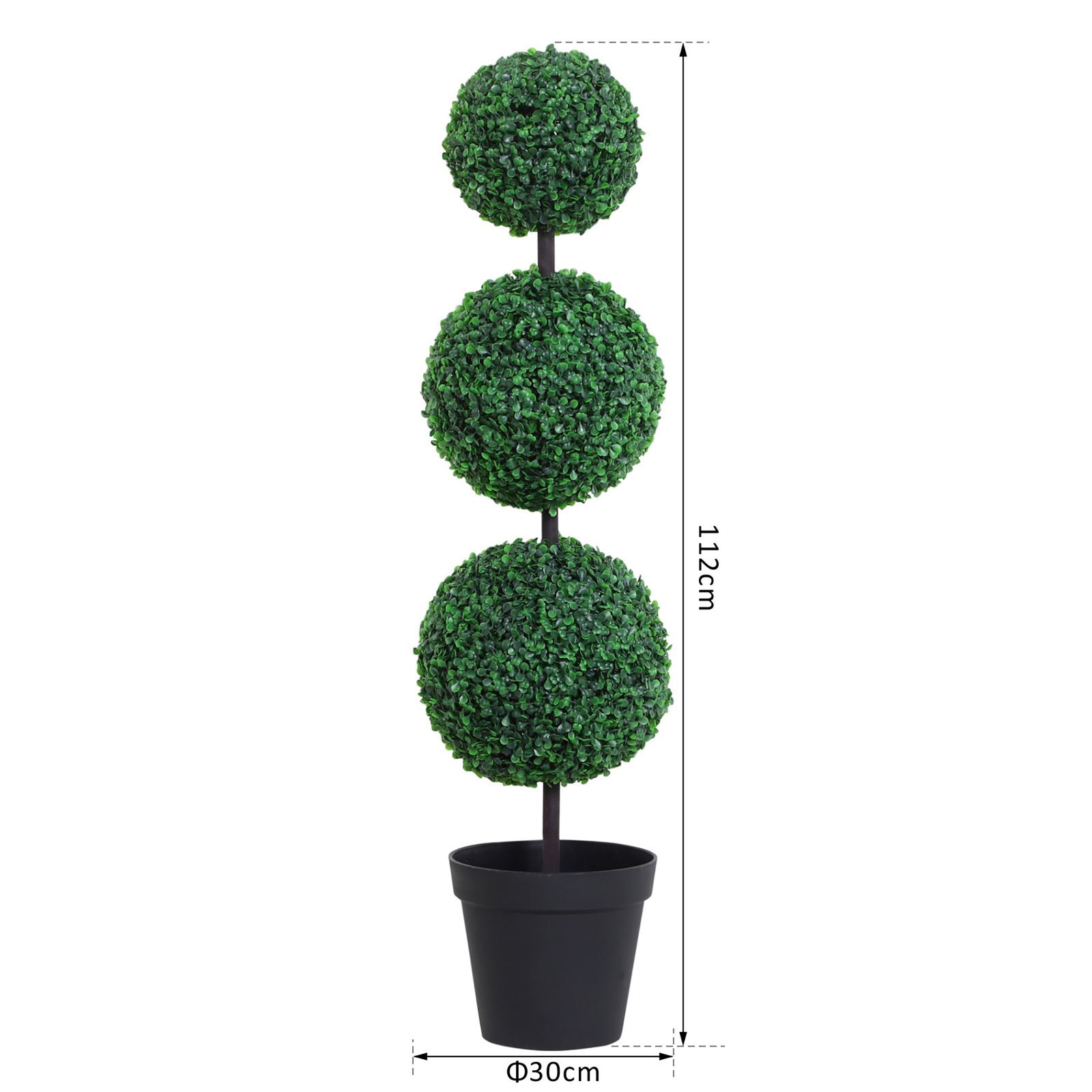 2 Pcs 67/112cm Artificial Boxwood Three Balls Tree Décor | Large | Green