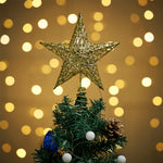 Decorative Star Sequins Christmas Tree Topper With Led Lights | Gold