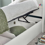 Oscar Wooden Bookcase Ottoman Storage Bed | Single | White