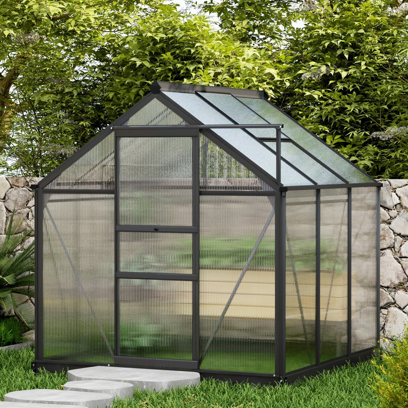 Polycarbonate Walk-in Greenhouse 6x6ft | Gray