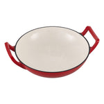 30cm Diameter Diameter Enamelled Cast Iron Stir-fry Pan Wok With Side Handles | Red