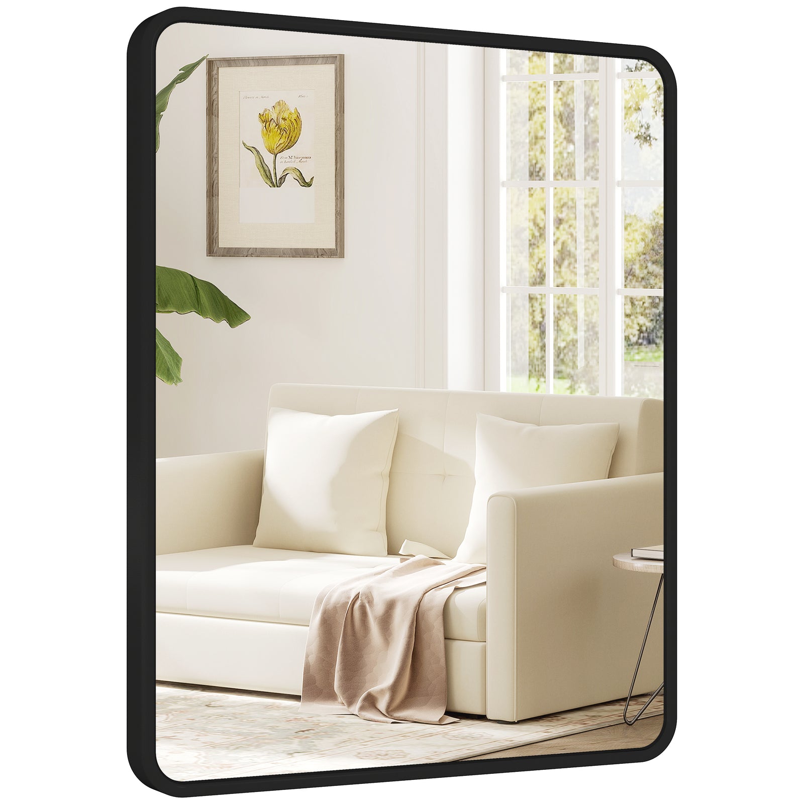 Rectangular Mirror With Metal Frame, Decorative Wall Mirror | L | Black