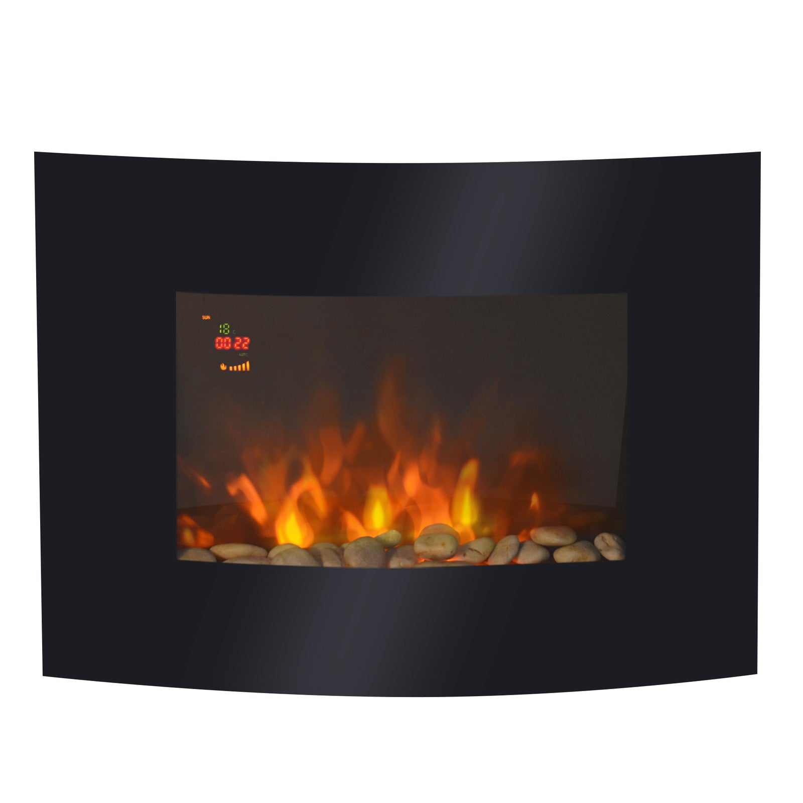 Led Curved Glass Electric Wall Mounted Fire Place Fireplace