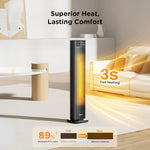 2000w Fast-heating Tower Electric Heater With Ptc Technology, 3 Modes + Eco, Remote Control, 24-hour Timer, And Safety Features | Black