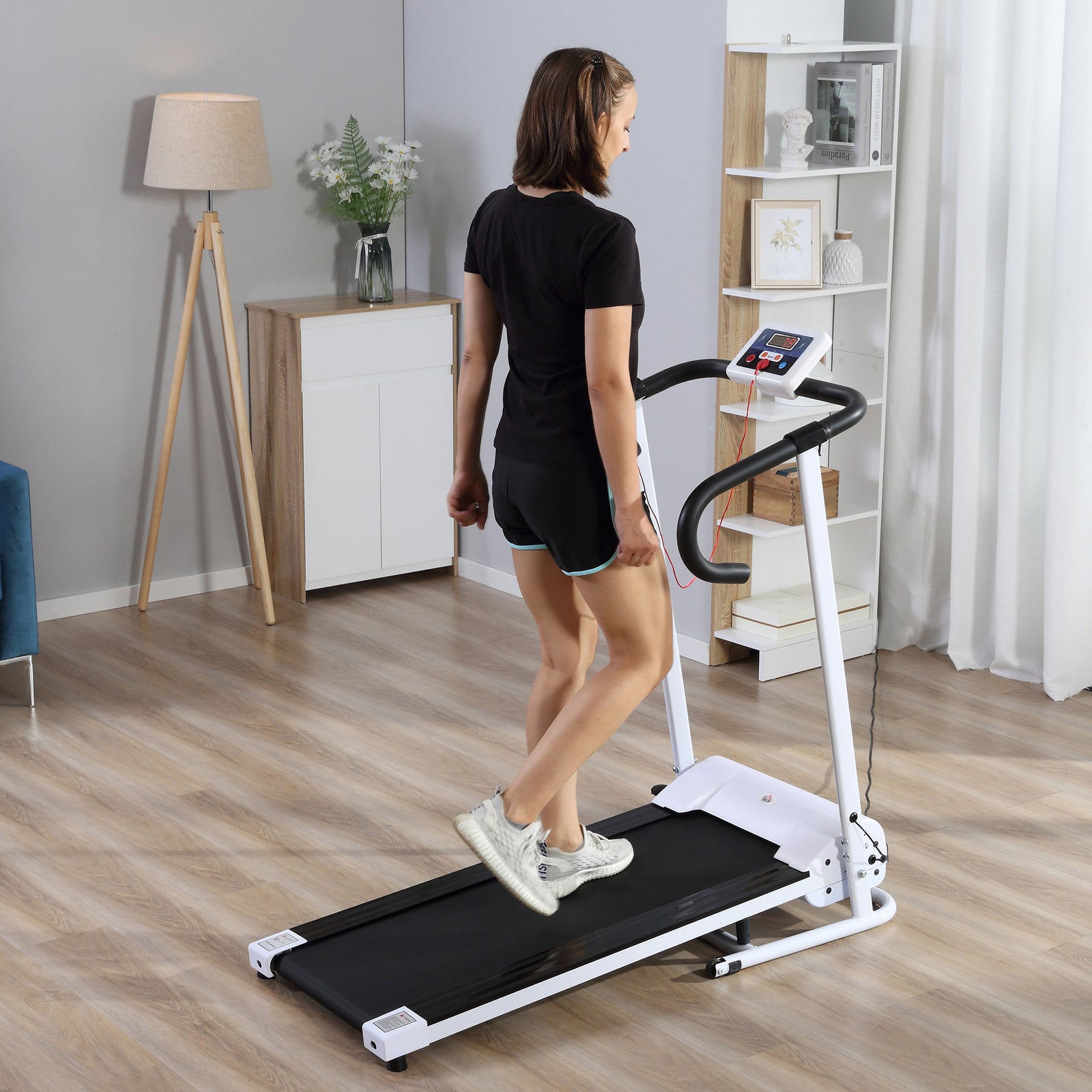 1-10km/h Folding Treadmill Home Running Fitness Machine | White