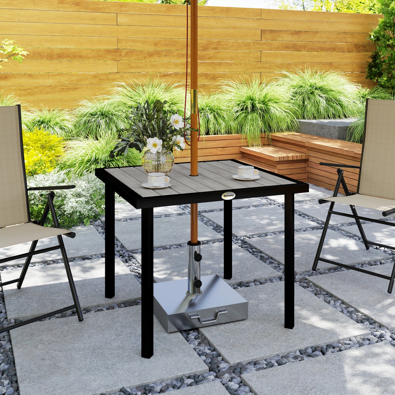 Garden Table For 4 Person W/ 4.3 cm Parasol Hole | Light Grey