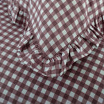 Gingham Frilled Cotton Check Duvet Cover Set | Single | Burgundy