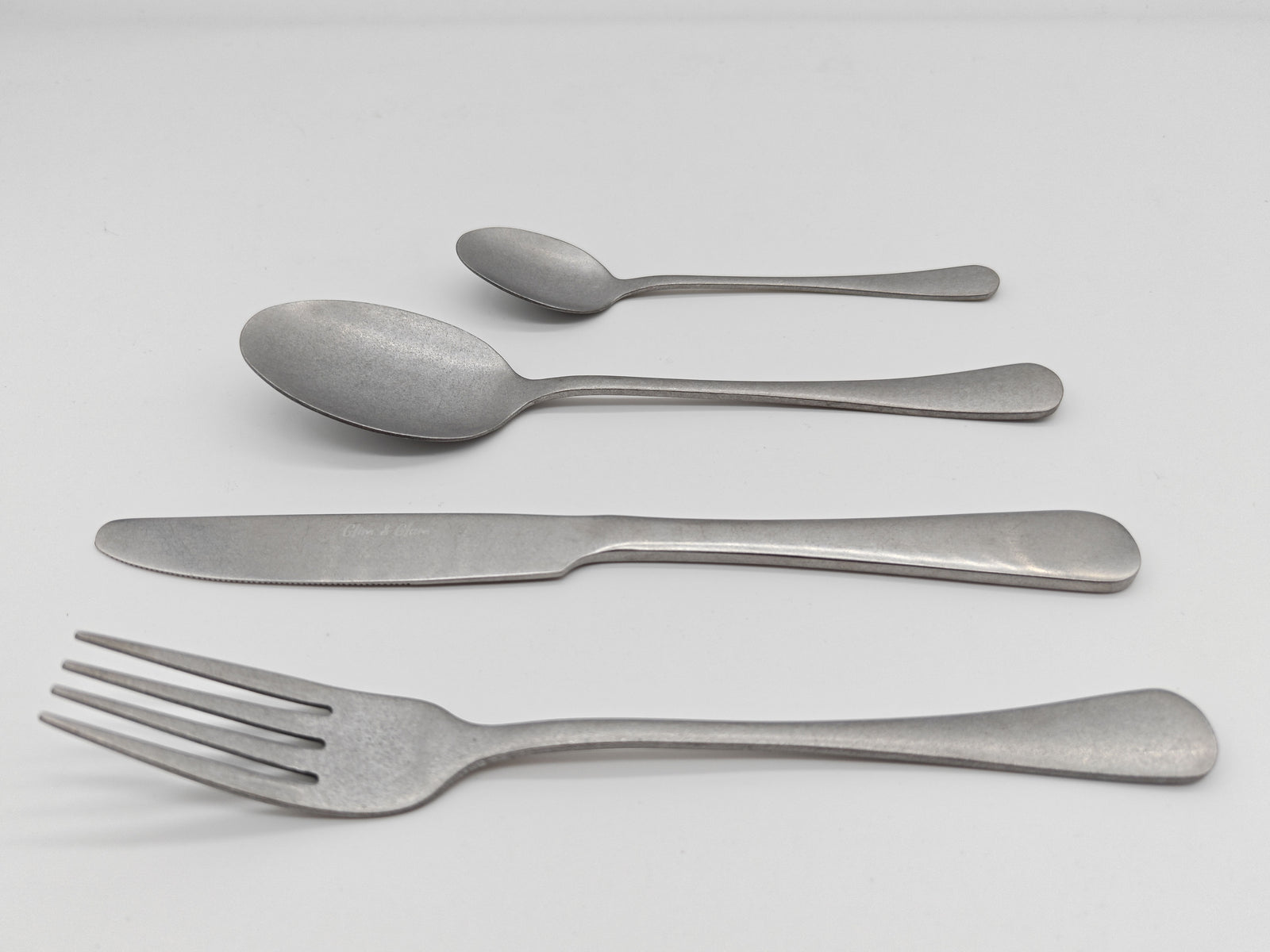 Cutlery Set Stainless Steel Anydate Stonewash | Set of 16 | Silver