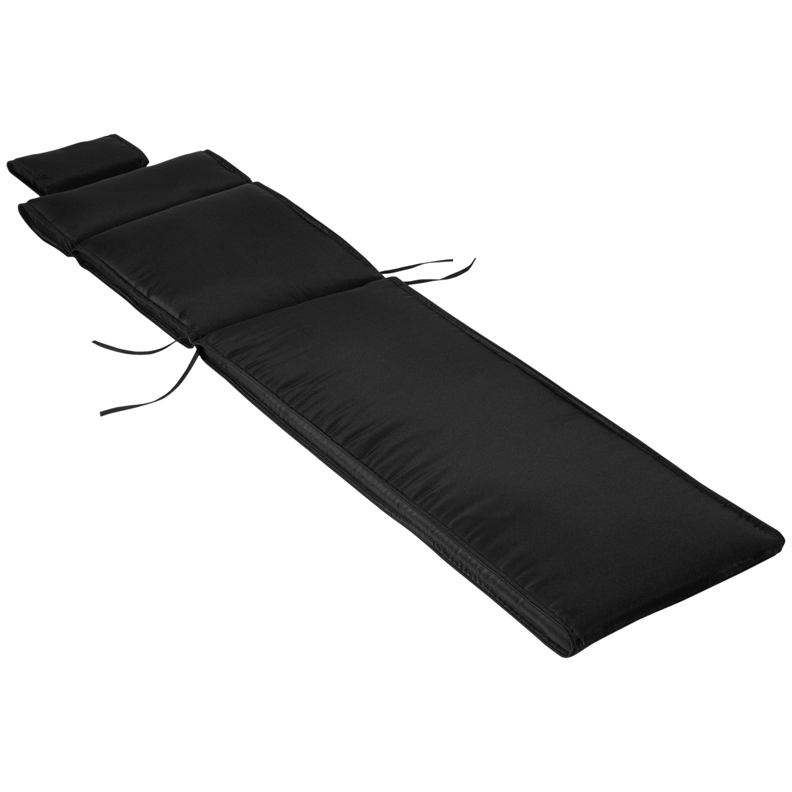 Garden Sun Lounger Chair Cushion Reclining Relaxer Outdoor | Black