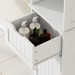 HOMCOM 170cm Tall Bathroom Storage Cabinet With Led Light, Adjustable Shelf