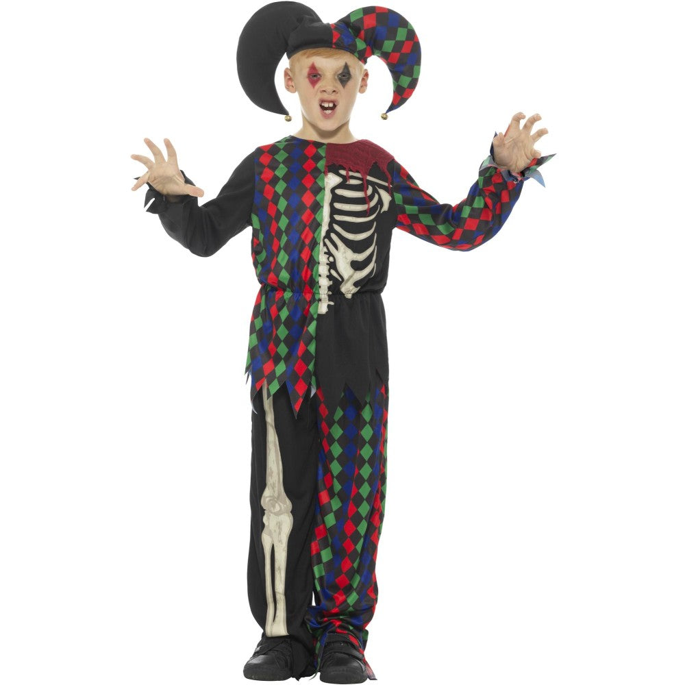 Skeleton Jester Costume, Multi-coloured | Age 13-14