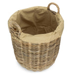 Small Tall Round Fireside Grey Rattan Log Basket With Removable Cordura Lining | Small | Gray