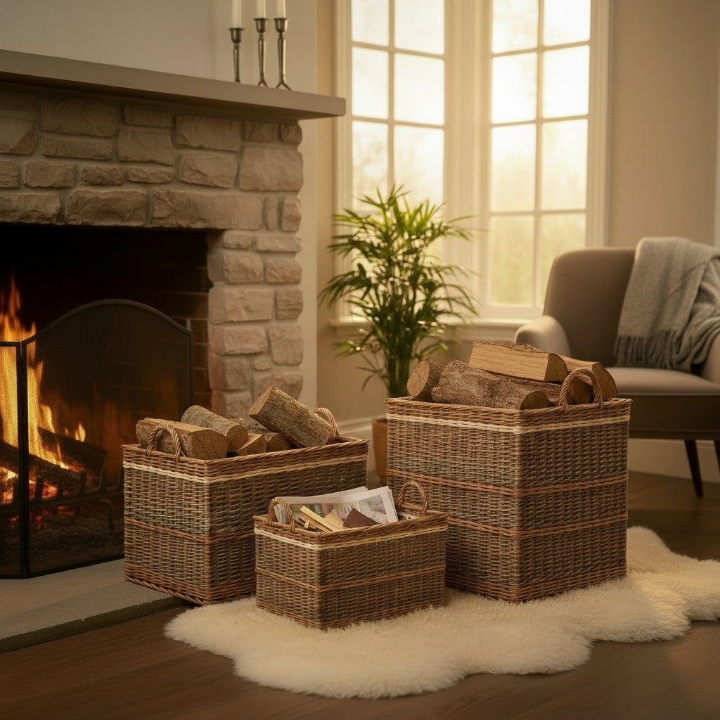 Wicker Set Of 2 Buttermere Large Log Baskets