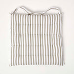 Striped Seat Pad With Straps 100% Cotton, 40 X 40 Cm | Set of 1 | Grey & White
