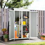 Outsunny Outdoor Storage Cabinet With Removable Shelves, White And Black