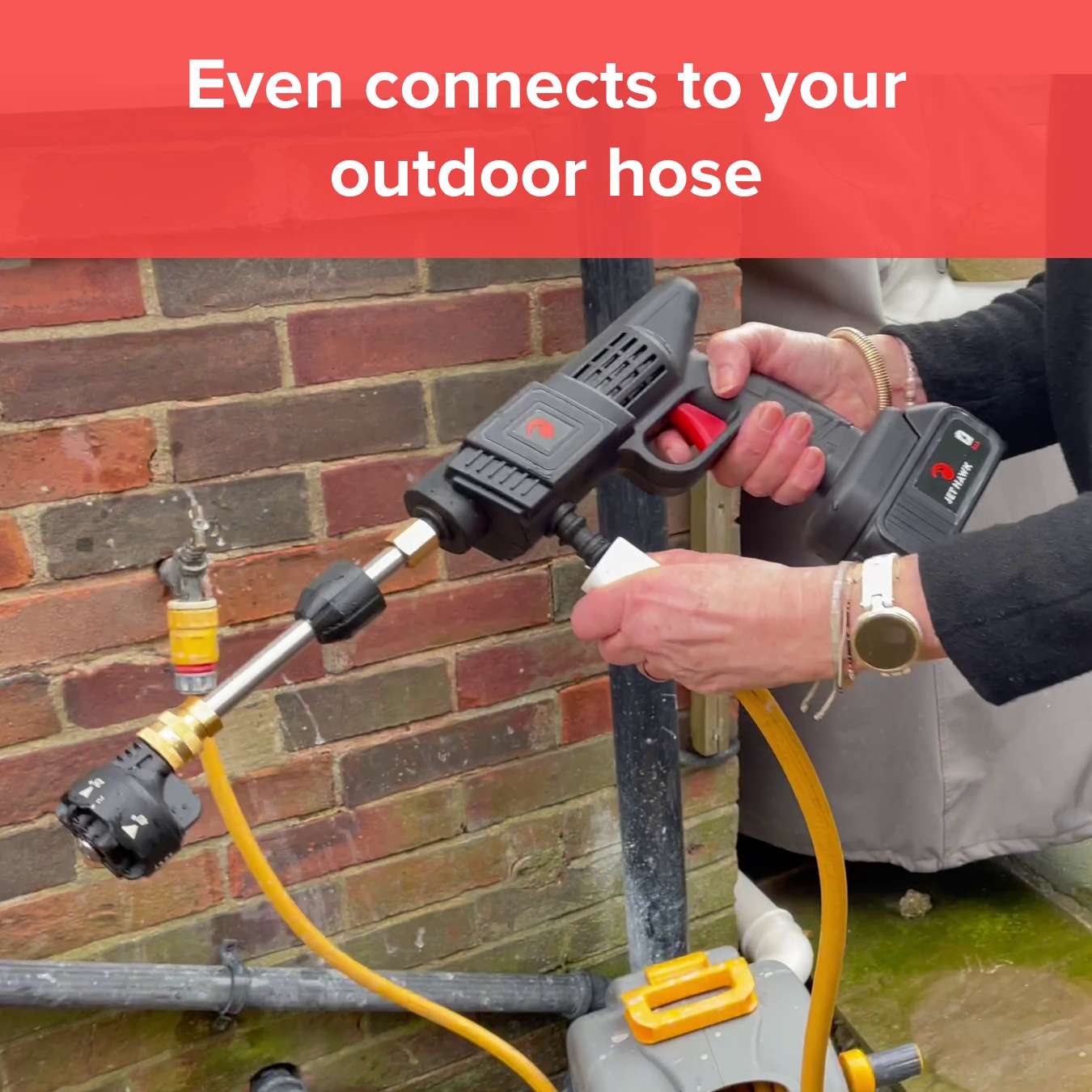 Jet Hawk Cordless Portable Pressure Washer | Red