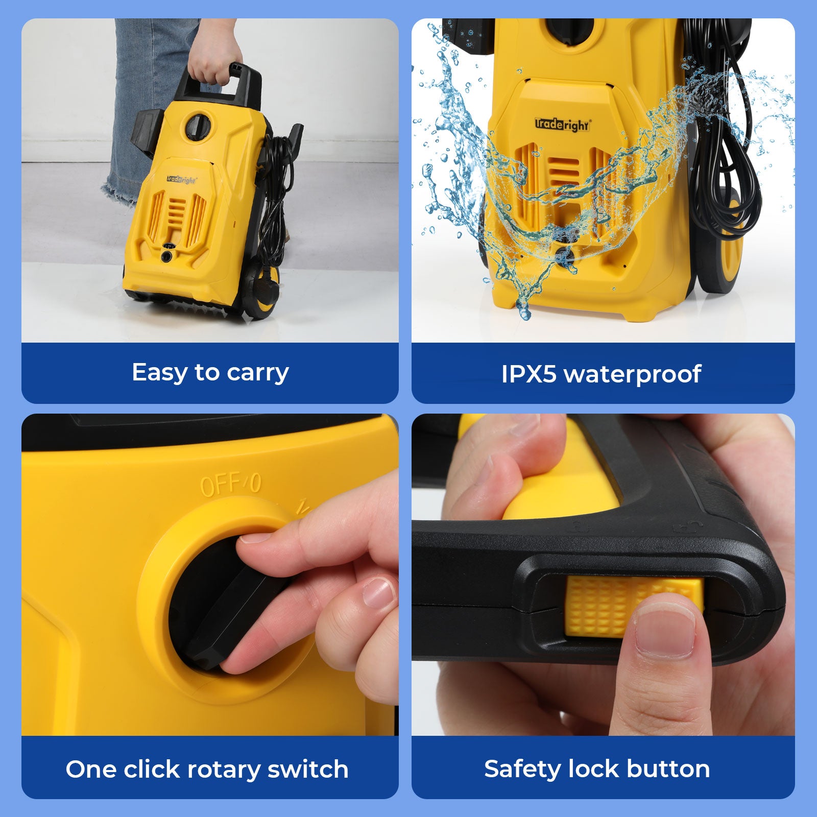 Electric Pressure Washer High Power Jet Car Cleaner Garden Portable | Yellow & Black