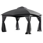 4x3.25m Outdoor Garden Gazebo with 4-Side Netting, Steel Frame Canopy Shelter