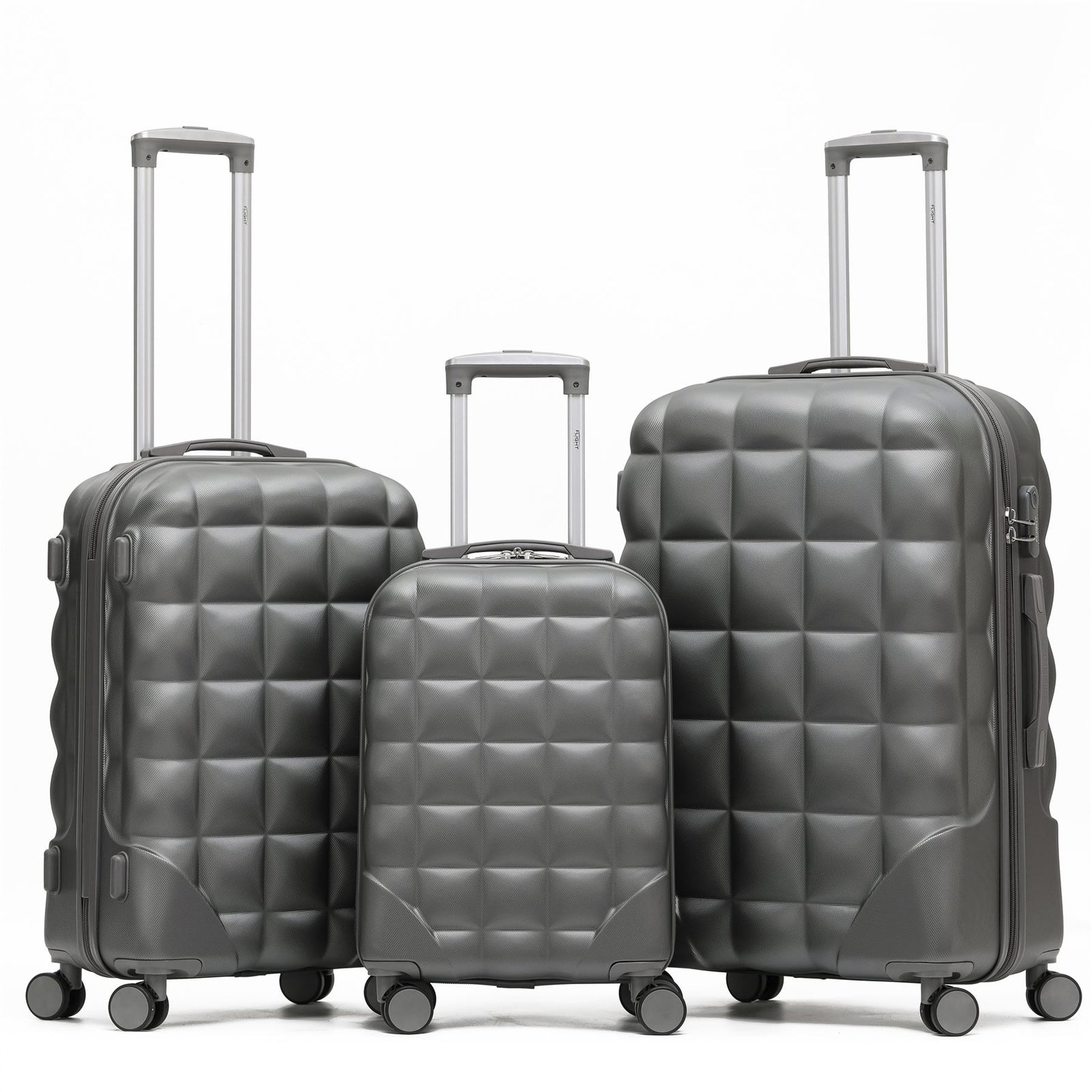 Set Of 3 Hard Case Bubble Design Check-in Size Suitcases Hold Luggage - Overhead Cabin Bag With Medium & Large Check-in 20kg+ Hold Suitcase | Set-of-3 | Anthracite