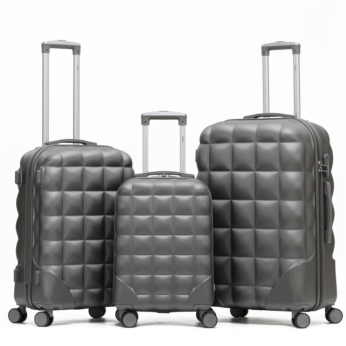 Set Of 3 Hard Case Bubble Design Check-in Size Suitcases Hold Luggage - Overhead Cabin Bag With Medium & Large Check-in 20kg+ Hold Suitcase | Set of 3 | Anthracite